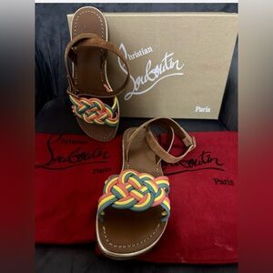 Christian Louboutin Ella Flat Nappa Veau Velours Sandals Size 36